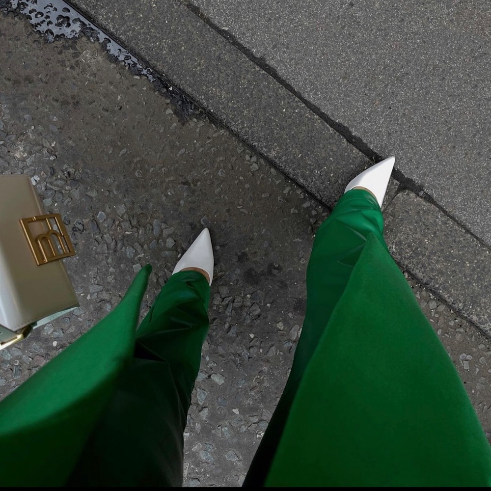ZARA COLOURED FAUX LEATHER TROUSERS GREEN SIZE-XL - Picture 6 of 16
